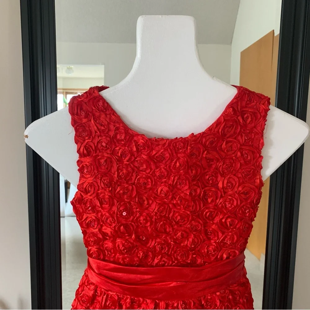 Red Sleeveless Girls Christmas Dress